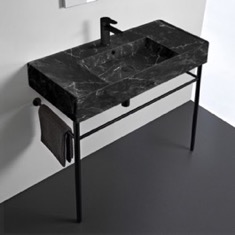 Modern Console Sink, Black Marble Style Sink, 40 inch